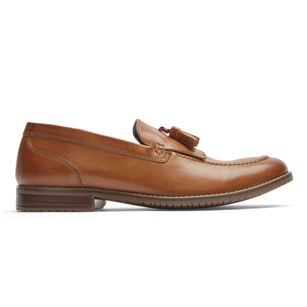 Rockport Style Purpose 3 Tassel Slip-Ons - Mens Loafers - Cognac - NZ (AWX-465803)